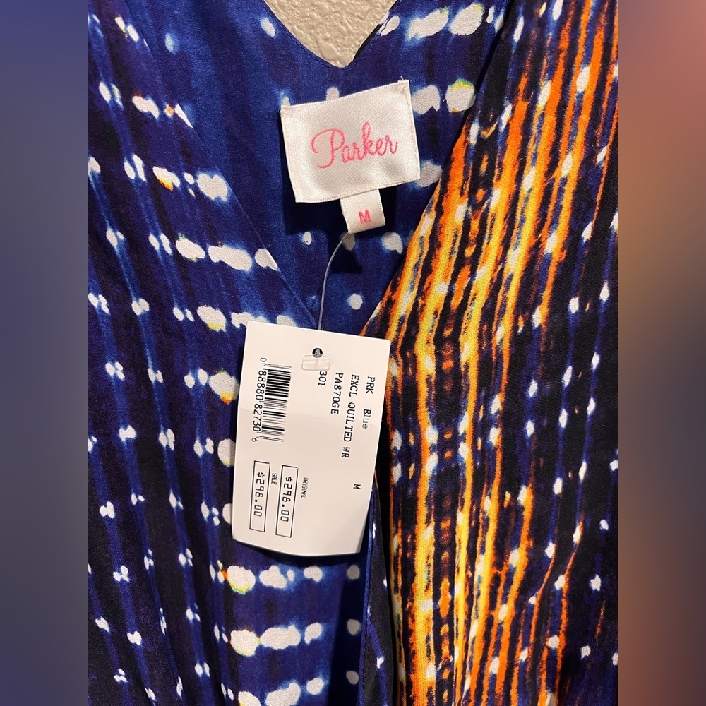 NWT Parker "Excl Quilted WR" 100% Silk Abstract Mini Dress Size Medium. - Picture 7 of 8